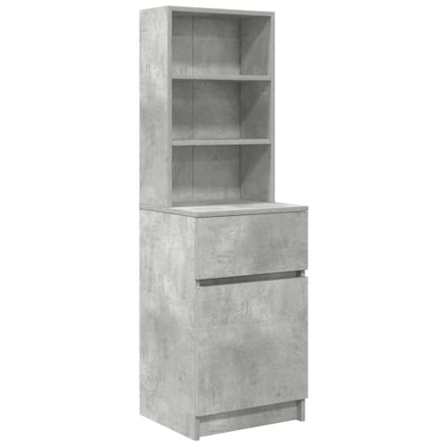 Generico kangqiling Nachttisch grau Beton 39 x 35 x 125 cm aus mehrschichtigem Holz, Beton Grau, 861313