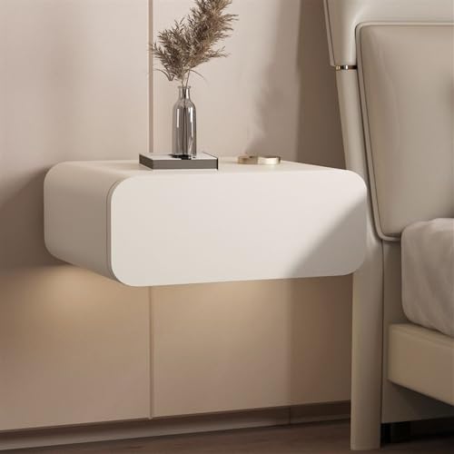 JYBNBBE Schwebender Nachttisch, Beistelltisch aus Massivholz für Schlafzimmer und kleine Räume, Nachttisch-Beistelltisch mit Mikrofaser-Lederoberfläc he und leichtgängigen Sc,Beige-30cm/11.8in