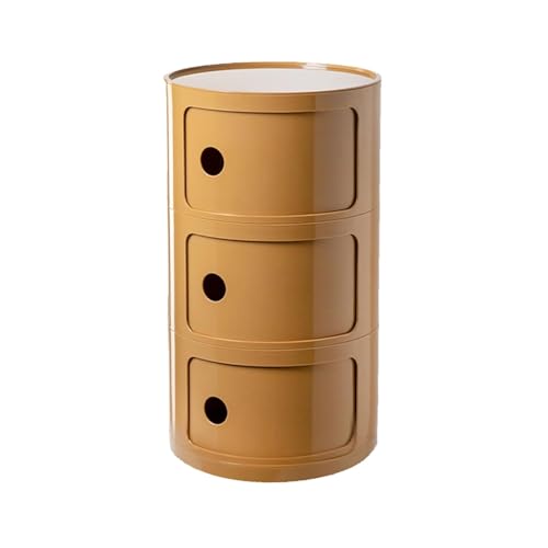 Generisch Componibili 2/3/4 Nachttisch Rund Mit Schublade Bedside Table Runder Badezimmerschrank Schmal Eckregal Beistelltisch Mit Schiebetür Nachttisch Aus Kunststoff Side-Table(Ginger,3 Tier)