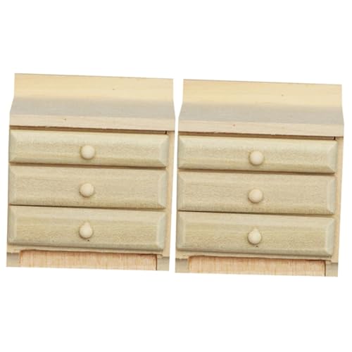 TOPBATHY 2St Simulationsschrank Mini Furniture Miniature Furniture Miniature Cabinet Model Heimdekoration Mini-Bücher Korb Mini-Hausdekoration dekorativer Mini-Nachttisch hölzern Khaki