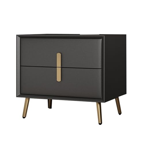 JTPMYFT Nachttisch aus Massivholz, Nachttischschrank for das Schlafzimmer, klare Textur, Guanyin-Schiene aus goldenem Eisen, geeignet for Schlafzimmer und Wohnzimmer(Dark Gray,45 * 40 * 47cm)