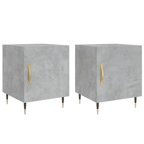 Genérico Wenjingqi 827525 Nachttische, 2 Stück, Holztechnik, Grau, Beton, 40 x 40 x 50 cm