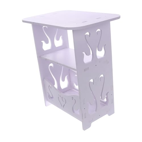 SOLUSTRE Kleiner Nachttisch Beistelltisch Für Schlafzimmer Und Wohnzimmer Moderner Minimalistischer Tisch Weiß Mit Ablagefläche Für Bücher Und Lampen