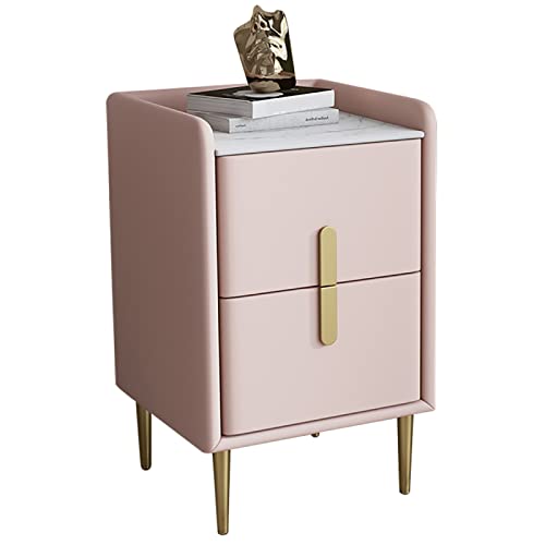 Moderner Nachttisch aus der Mitte des Jahrhunderts mit Mikrofaser-Leder und gesinterter Stein-Arbeitsplatte für Schlafzimmer und Wohnzimmer