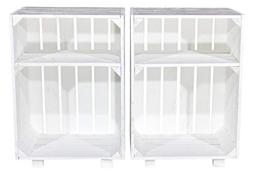 moooble 2er Neuer weißer Nachttisch 30,5cm x 40cm x 54cm Nachtschrank Abstelltisch Regalkiste Apfelkiste/Weinkiste Obstkisten Weiss Tisch Schrank Ablage Landhaus klassisch