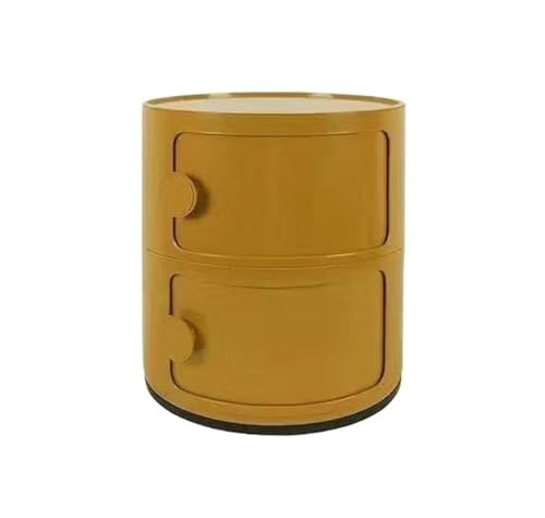 Moderner kleiner Badezimmerschrank, runder Nachttisch mit 2 Schubladen, vielseitiger Beistelltisch für Wohnzimmer & Schlafzimmer, Nachttisch aus Kunststoff (Beige, 32 x 76 cm)