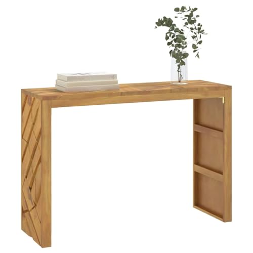 Owoxanthellate Konsolentisch 110x35x75 cm Massivholz Teak Beistelltisch mit 3D-Beinen Modernes & Langlebiges Design für Wohnzimmer Flur Schlafzimmer