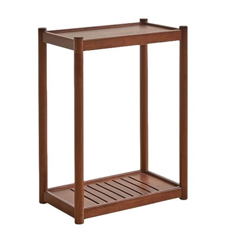 Rollender Beistelltisch aus Holz mit Rollen, multifunktionaler 2-stöckiger Nachttisch für Schlafzimmer und Wohnzimmer, perfekt für kleine Räume