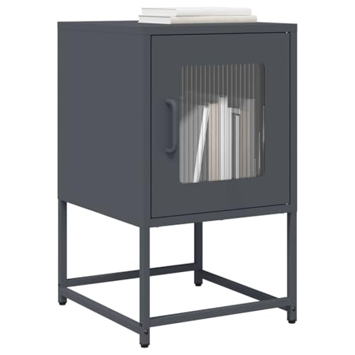 Rantry Nachttisch, Anthrazit, 36 x 39 x 60,5 cm aus kaltgewalztem Stahl, Sideboard, Bodenschrank, Büro-Möbel, Nachttisch für Schlafzimmer