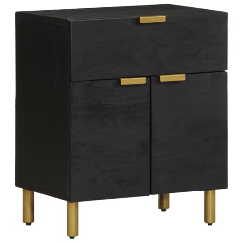 Gecheer Nachttisch Schwarz 50x33x60 cm Holzwerkstoff, Nachtschrank Nachtkonsole Nachtkommode Schlafzimmer Schrank Kommode