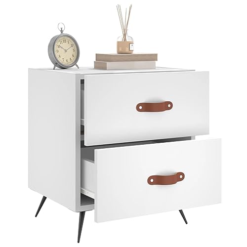 HEFZGDB Nachttische 2 STK. Weiß 40x35x47,5 cm Holzwerkstoff Nachttisch Vintage Beistelltisch Couchtisch Bartisch für Gästezimmer Wohnzimmer Schlafzimmer Hotel