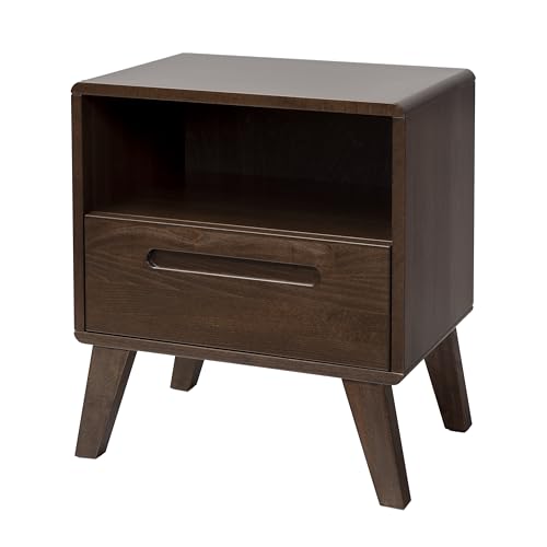 Kiki Design Nachttisch Strade Buche massiv 50x34x52 cm – Holz-Nachttisch in Amerikanischer Nussbaum, Soft-Close Blum, Wasserlack, Schublade mit Griffmulde, hochwertig & nachhaltig (Nuss)