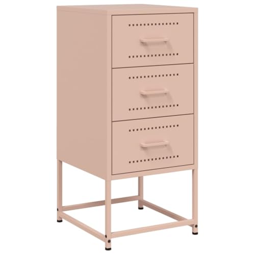 vidaXL Nachttisch, Nachtschrank mit Stauraum, Nachtkommode für Schlafzimmer, Nachtkonsole Beistelltisch, Industrie-Stil, Rosa Stahl