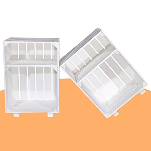 Kontorei 2 Neue weiße Nachttische 30,5cm x 40cm x 54cm 2er Set Nachtschrank Abstelltisch Regalkiste Apfelkiste/Weinkiste/Obst kiste Weiss Tisch Ablage Landhaus klassisch