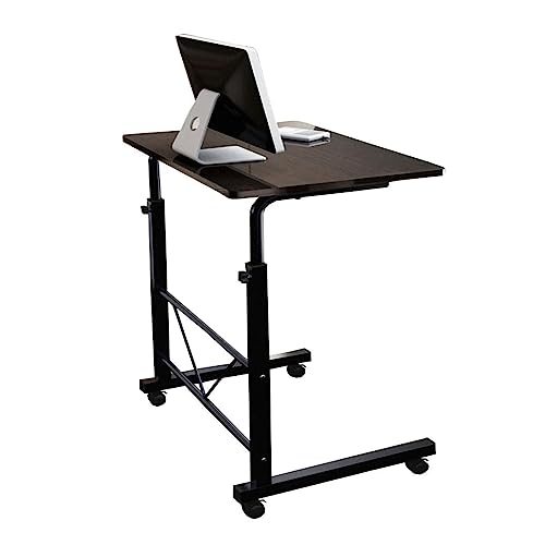 OLSKFUH Überbetttisch Überbetttisch Höhenverstellbarer Beistelltisch Feststellbare Rollen Mobiler Stehpult Stahlrahmen Laptop-Schreibtisch Überbett Nachttisch Leicht,A-60 * 40 * 70
