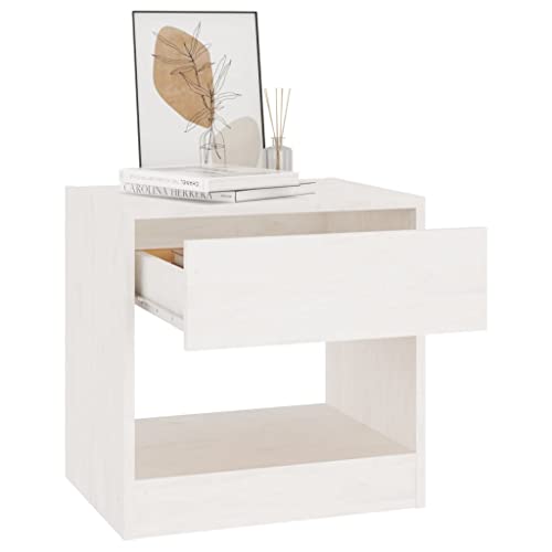 HEFZGDB Nachttisch Weiß 40x31x40 cm Massivholz Kiefer Nachtschränkchen Wohnzimmertisch Konsolentisch Lowboard für Gästezimmer Schlafzimmer Hotel Wohnzimmer