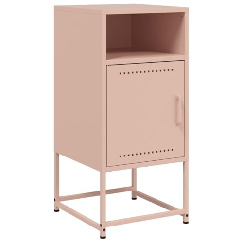 vidaXL Nachttisch, Nachtschrank mit Stauraum, Nachtkommode für Schlafzimmer, Nachtkonsole Beistelltisch, Industrie-Stil, Rosa Stahl