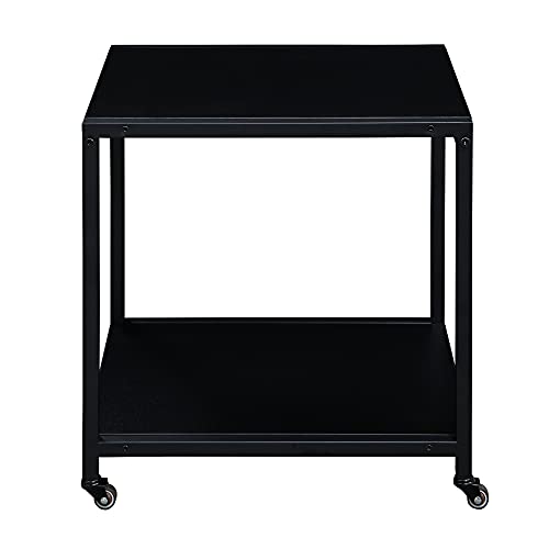 Rollbarer Couchtisch im Industriedesign mit minimalistischem Stil für Kaffee und Laptop, mobiler Beistelltisch für Wohnzimmer und Balkon, 35,5 x 45 x 45,6 cm (Beige)
