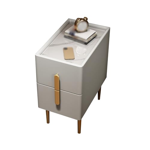 DataBaste Schmaler Nachttisch?Beistelltisch? mit 2 Schublade?für Schlafzimmer?Wohnzimmer(W hite,25 * 40 * 48cm/9.8 * 15.7 * 18.9in)