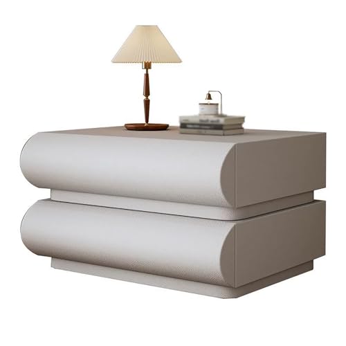 Stilvoller Nachttisch aus Massivholz mit großen Schubladen, Mikrofaser-Leder-Finish, breiter Stauraum, Nachttisch für Schlafzimmer und Schlafsaal (40 cm)