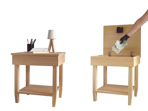 Mini Tero NFC – Nachttisch mit verstecktem Fach und RFID/NFC-Schloss | Beistelltisch mit Geheimversteck, doppeltem Boden & Bluetooth-App | Intelligente Sicherheit in Massivholz