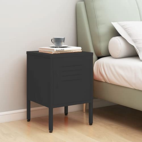 Xichuzi Nachttisch, Nachtschrank, Nachtkästchen, Bedside Table, Komodenschrank, Nachtkommode, Beistelltisch, Schlafzimmer Möbel, Nightstand, Anthrazit 35x35x51 cm Stahl