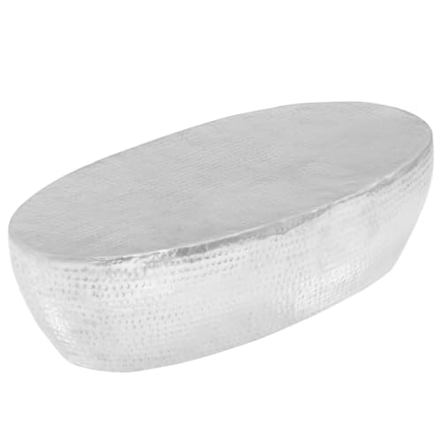 Couchtisch, Kleiner Tisch Nachttisch Klein Zeitungsständer Mit Ablage Couchtisch Mit Stauraum Geeignet für Wohnzimmer Büro College-Schlafsaal Schlafzimmer Silber gehämmert 100 x 50 x 28 cm Aluminium