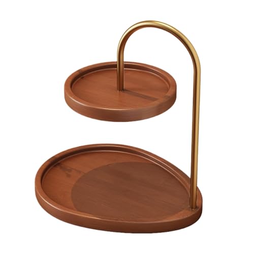 Rundes Holztablett mit 2 Ebenen, Vintage-Design, dekoratives Display für Eingangsbereich, Wohnzimmer, Schlafzimmer, Nachttisch, Couchtisch und Heimdekoration, großes Fassungsvermögen