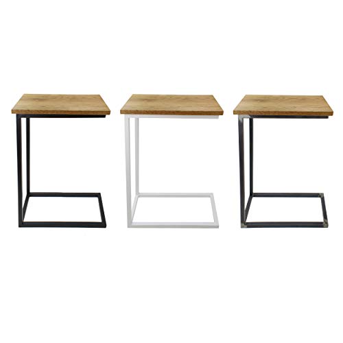 Natural Goods Berlin 1x Beistelltisch C-Form | Laptoptisch aus Metall und Holz | Couchtisch Sofa Kaffeetisch Sessel | praktische Ablage | Nachttisch Unterschieben (mit Tischplatte Eiche, Industrial)
