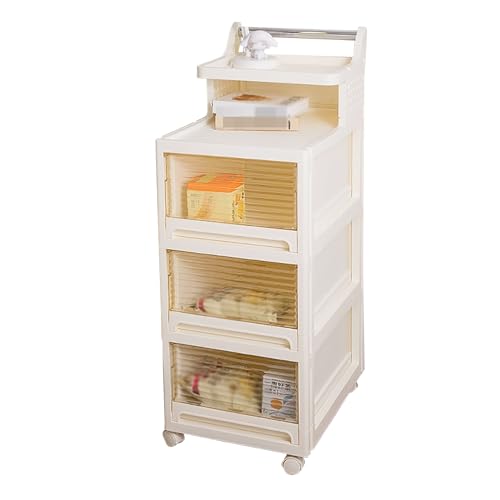 kleiner tisch schmal kommode klein side table beistellschrank Sofatisch Telefontisch Beistelltisch mit Rollen Rollbarer schmaler Kleiner Nachtschrank Nachtkästchen Platzsparend(36x49x98cm)