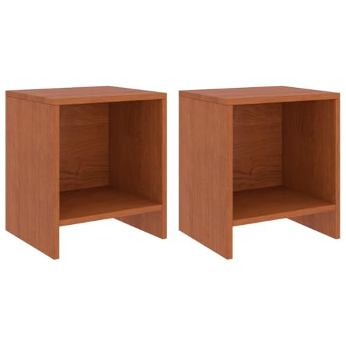 Bucmath Nachttische 2 STK. Honigbraun 35x30x40 cm Kiefer Massivholz, Robustes Night Stand Set mit Regal, vielseitige Bedside Table für Schlafzimmer, Wohnzimmer