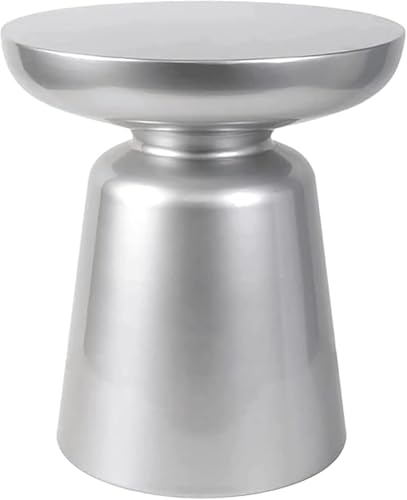 Runder Nachttisch aus Metall, platzsparend, Ecknachttisch, Abnehmbarer Sofatisch für zu Hause (Farbe: Silber, Größe: 400 x 430 mm)