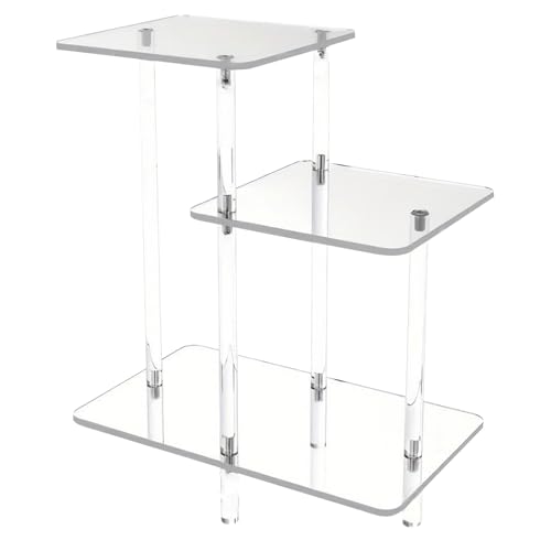 Transparenter Acryl Beistelltisch - Moderner Nachttisch | Transparenter 3-lagiger Nachttisch für Bücher Telefon Wohnzimmer Flur Schlafzimmer Terrasse