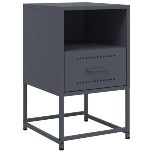 vidaXL Nachttisch, Nachtschrank mit Stauraum, Nachtkommode für Schlafzimmer, Nachtkonsole Beistelltisch, Industrie-Stil, Anthrazit Stahl
