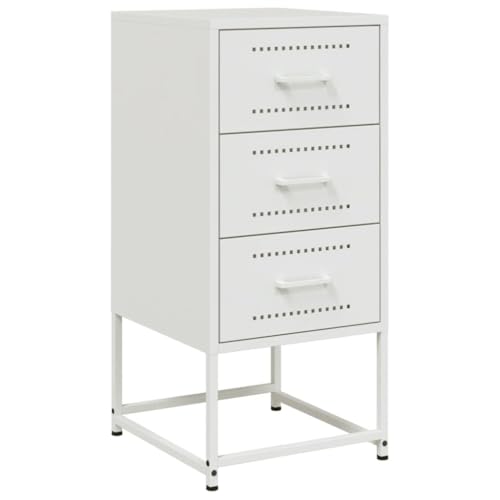 vidaXL Nachttisch, Nachtschrank mit Stauraum, Nachtkommode für Schlafzimmer, Nachtkonsole Beistelltisch, Industrie-Stil, Weiß Stahl