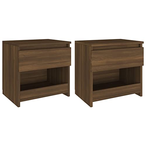 LAPOOH Nachttische 2 STK Nachtschrank, Nachtkästchen, Bedside Table, Nachtkommode, Nightstand, Nachttischschrank, Nachtkonsole, Braun Eichen-Optik 40x30x39cm Holzwerkstoff