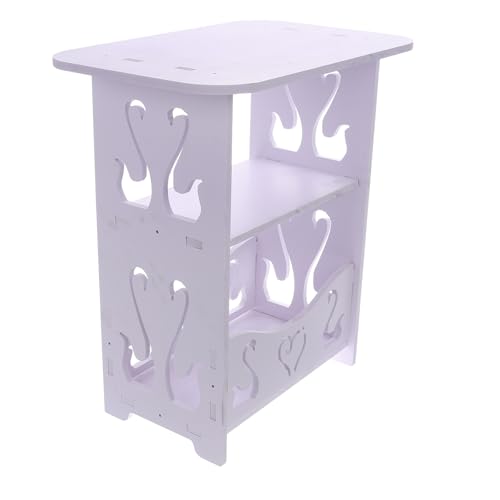 Veemoon Nachttisch Beistelltisch Klein Weiß Kompakt für Schlafzimmer und Sofa mit Ablagefläche für Bücher und Getränke