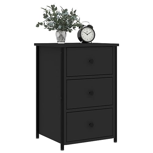 HEFZGDB Nachttisch Schwarz 40x36x60 cm Holzwerkstoff Nachttisch Vintage Nachttische Konsolentisch Lowboard für Gästezimmer Wohnzimmer Schlafzimmer Hotel