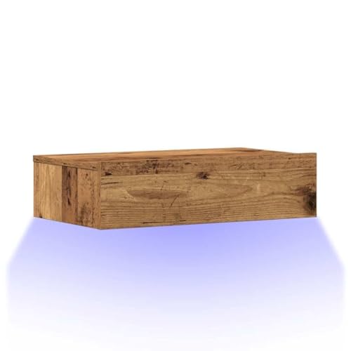 Genérico Wenjingqi 3329159 Nachttisch aus antikem Holz, 60 x 35 cm, Technisches Holz, Braun