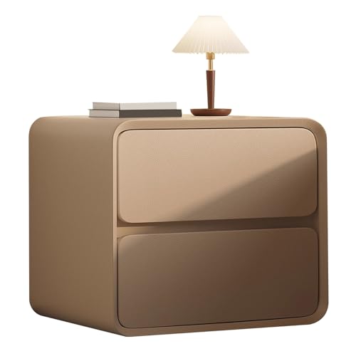 ATAPNLNMTZ Moderner Nachttisch mit Leder, Nachtschrank mit Schubladen und Stauraum, Kleiner Nachttischschrank für Schlafzimmer, Mehrfarbig(Brown,9.8in/25 cm)