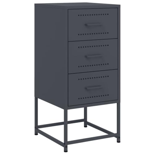 vidaXL Nachttisch, Nachtschrank mit Stauraum, Nachtkommode für Schlafzimmer, Nachtkonsole Beistelltisch, Industrie-Stil, Anthrazit Stahl
