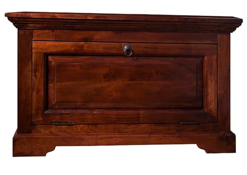 Massivmoebel24.de | Oxford Truhe aus Massivholz #906 | Akazienholz - Nougat, lackiert | Kolonialstil | 85x50x50 cm | Truhe aus Massivholz Vollholztruhe