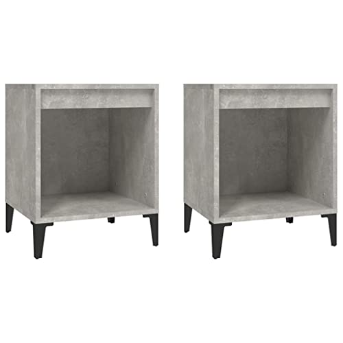 Nachttische 2 STK. Betongrau 40x35x50 cm - Moderner Holzwerkstoff & Metall - Platzsparend & Langlebig - Ideal für Schlafzimmer & kleine Wohnungen
