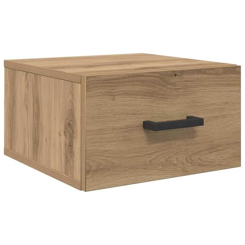 Homgoday Holzwerkstoff Nachttischschrank Wandmontiert Artisan-Eiche Stauraum Maximales Gewicht 60 kg Model882369
