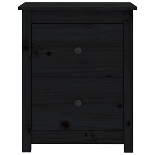 HEFZGDB Nachttisch Schwarz 50x35x61,5 cm Massivholz Kiefer Kleiner Tisch Nachtkästchen Nachtschrank Bartisch für Schlafzimmer Hotel Wohnzimmer Gästezimmer