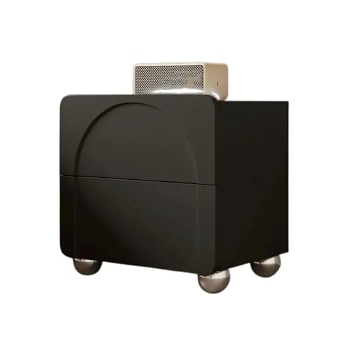 Moderner Nachttisch, 45 cm, Nachttisch mit 2 Schubladen, Mikrofaser-Leder-Finish, stilvolle kleine Schlafzimmeraufbewahrung, kompakte Möbel für Schlafzimmer-Dekor