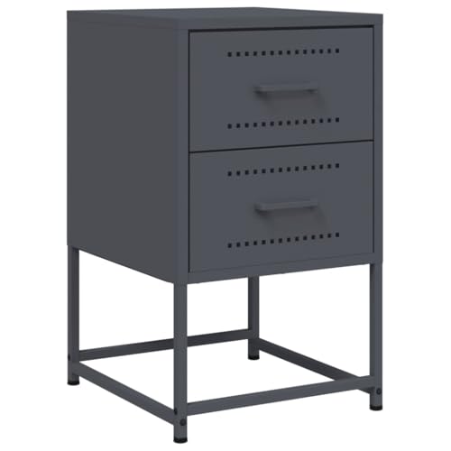 ULUYYUC Beistelltisch Klein Nachtschrank Bedside Tables Beistelltisch Schlafzimmer - Nachttisch Anthrazit 36x39x60,5 cm Stahl für Wohnzimmer Küche Schlafzimmer Jugendzimmer