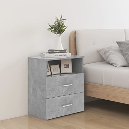 PABURNI Nachttisch, Beistelltisch, Sofaschrank, 2 Stück, Aufbewahrungsschrank, Schlafzimmermöbel, Raumdekoration, einfaches, aber praktisches Design, Betongrau, 50 x 32 x 60 cm