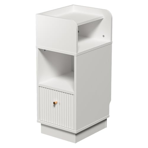 EORMM Schmaler Nachttisch 25?cm, platzsparend mit Schublade und offenem Fach, 62?cm Höhe für Boxspringbetten und Sofas, als Beistelltisch für Schlafzimmer und Wohnzimmer, modernes Design