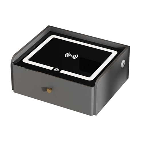 STCERY Nachttisch Hängend, Leuchte mit 3 Farben, Schwebender Nachtschrank mit Schublade, mit LED-Beleuchtung & Ladefunktion, modern, für Wohnzimmer Schlafzimmer(Gray)